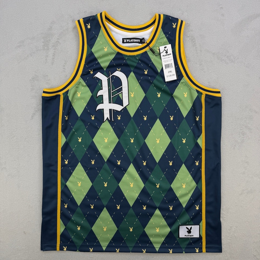 Headgear Classics Jersey‎ Mens Playboy Argyle Pattern Basketball Streetwear 2XL